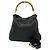 GUCCI Old Bamboo Leder 2-way Schultertasche Schwarz