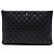 Clutch Chanel Black Large Quilted Caviar O Case Nero