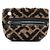 Fendi Brown Zucca Shearling Pyramid Pouch Braun