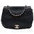 Chanel Black CC Quilted Calfskin Chain Around Saddle Flap Nero