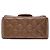 Chanel Brown Mini Square Classic Metallic Striped Patent Single Flap Marrone Bronzo - vista 3