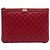 Chanel Boy O Case Clutch aus gestepptem Lammleder in Rot, Medium mit Kette Bordeaux