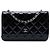 Wallet On Chain Portafoglio con catena Chanel Black CC Quilted Patent Nero