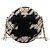 Clutch Rotonda Chanel Beige CC in Tweed Matelassé e Shearling con Catena