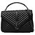 Borsa College Monogram Saint Laurent in pelle di pecora chevron nera Large Nero