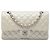 Chanel White Medium Classic Iridescent Caviar Double Flap Bianco Crudo