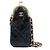 Chanel Black CC Quilted Lambskin Lippenstift-Etui mit Kette Schwarz
