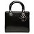 Dior Black Medium Glazed Calfskin Lady Dior Nero