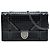 Diorama Wallet on Chain Microcannage aus schwarzem metallischem Lackleder Dior