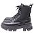 Stivali combat Prada Monolith in pelle nera e nylon Nero - vista 4