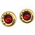 CHANEL Earring Metal Gold Tone Red CC