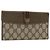 Portefeuille long GUCCI GG Supreme Web Sherry Line PVC Beige Gold Auth 196939 Doré