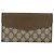Portefeuille long GUCCI GG Supreme Web Sherry Line PVC Beige Gold Auth 196939 Doré - vue 2
