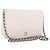 Cartera de hombro con cadena CHANEL Matelasse Lamb Skin White CC Auth 197718V Plata Blanco Dorado