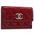 Céline CELINE Matelasse Card Case Patent Red Silver Auth 198555 Silvery