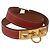 Hermès Bracciale HERMES Rival Double Tour Pelle Rossa Oro Auth ka5905M Rosso D'oro