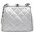 CHANEL Pochette a spalla con catena in pelle Matelassé Silver CC Auth 197202A Argento - vista 13