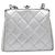CHANEL Pochette a spalla con catena in pelle Matelassé Silver CC Auth 197202A Argento - vista 2