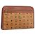 Borsa a pochette MCM Logogram Vicetos PVC Leather Brown Gold Auth 197776 Marrone D'oro