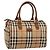 Borsa a mano Burberrys Nova Check Canvas Beige Gold Auth 197677A D'oro