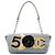Borsa a patta Chanel Choco Bar in tela grigia con Camelia e CC No. 5 Grigio