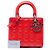 Borsa Lady Dior Medium in pelle vernice Cannage rossa Dior Rosso - vista 7