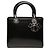 Borsa Lady Dior Medium in pelle di vitello lucida nera Nero