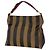 Fendi Pequin Pattern Schultertasche Braun Schwarz