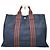 Hermès Vintage Hermes Baumwoll-Tote Navy Rust Silver Snap Marineblau