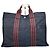 Hermès Vintage Hermes Canvas Tote in Navy-Braun gestreift Marineblau