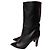 Autre Marque Botas de cuero negro de caña media con punta barnizada
