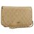 CHANEL Bolso de hombro Matelassé con cadena en piel de cordero beige y CC dorado