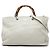 Bamboo Borsa Gucci White Large Shopper in pelle di vitello con bambù Bianco