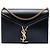 Borsa Saint Laurent Monogram Cassandra con chiusura in pelle di vitello liscia nera Nero