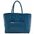Tote Shopping Bag Prada in pelle di vitello morbida blu con tasca frontale