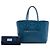 Tote Shopping Bag Prada in pelle di vitello morbida blu con tasca frontale - vista 7
