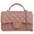 Chanel Mini Rectangular Classic Flap con manico in pelle d'agnello rosa