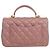 Chanel Mini Rectangular Classic Flap con manico in pelle d'agnello rosa - vista 2