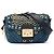 Borsa crossbody biker Miu Miu in denim blu con occhielli e cristalli