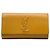 Clutch Saint Laurent Belle De Jour Large in pelle di vitello testurizzata gialla con monogramma Giallo Senape
