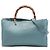 Borsa Gucci Blue Medium Calfskin Bamboo Shopper Satchel Blu chiaro