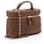 Chanel Vanity Case Slim com alça de mão em ráfia trançada Marrom - vista 2
