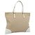 PRADA Tote Bag Canvas Beige Silver