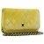 CHANEL Matelasse Chain Shoulder Bag Velor Yellow Silver CC