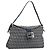 FENDI Zucchino Canvas Mamma Baguette Shoulder Bag Navy Silver