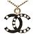 Collana con ciondolo a catena Chanel Coco Mark Nero D'oro - vista 2