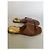 Sandro Sandali Bassi in Pelle Camel con Catena Dorata Cammello - vista 4