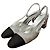 Chanel Décolleté Slingback Argento Glitter Punta Nera Nero Silver hardware