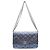 Bolsa de ombro carteira Chanel em couro de bezerro azul marinho metálico Preto