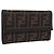 FENDI Zucca Canvas Compact Trifold Wallet Black Brown Auth am12383V